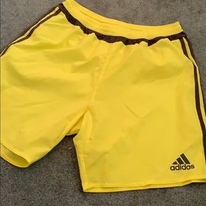 Yellow adidas shorts